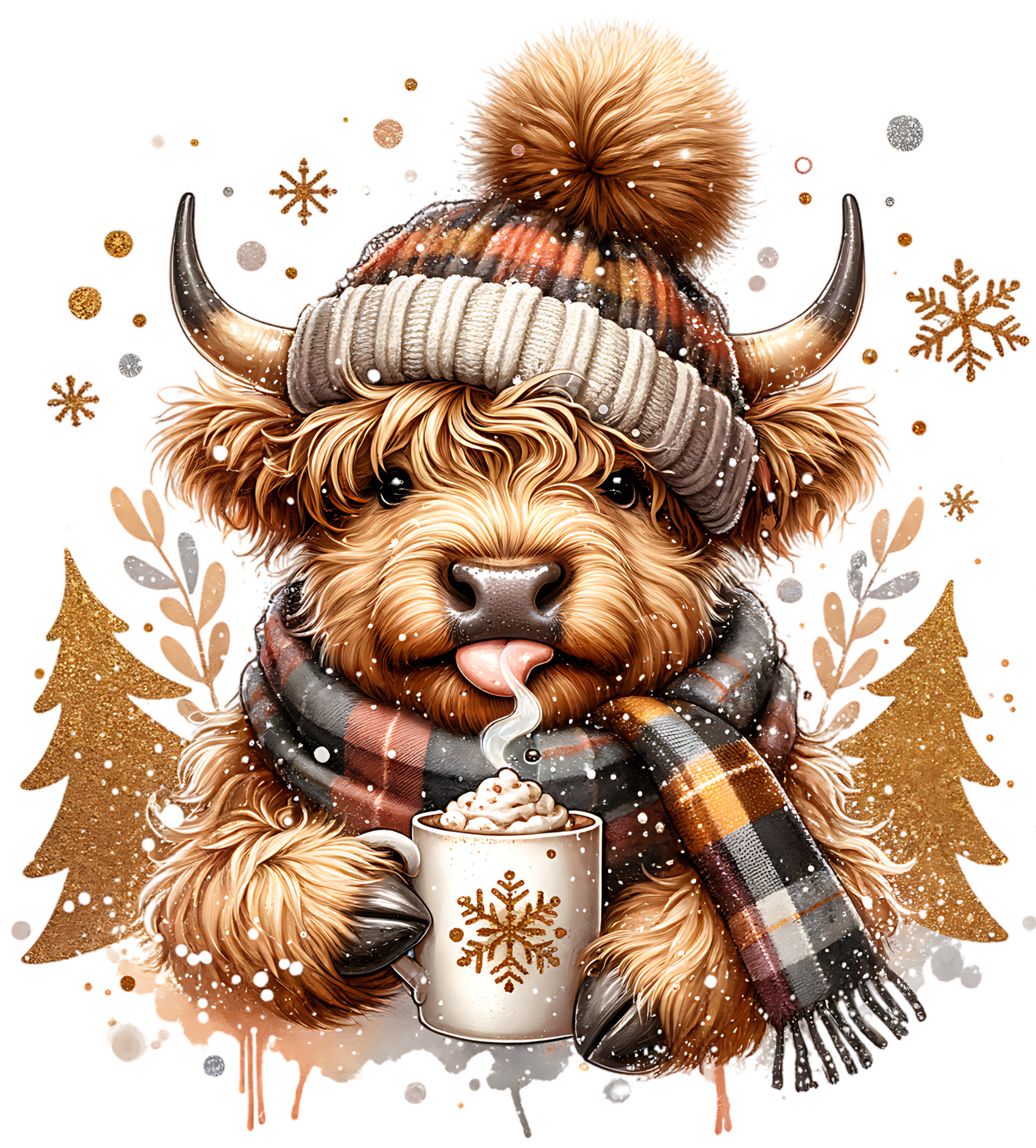 Winter Highland Cow Tee