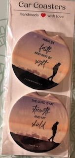 Walk by Faith Car Coasters