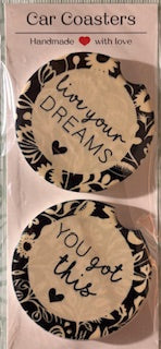 Live Your Dreams Car Coasters
