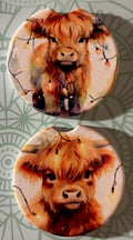 Highland Cow X-Mas Lights Car Coasters